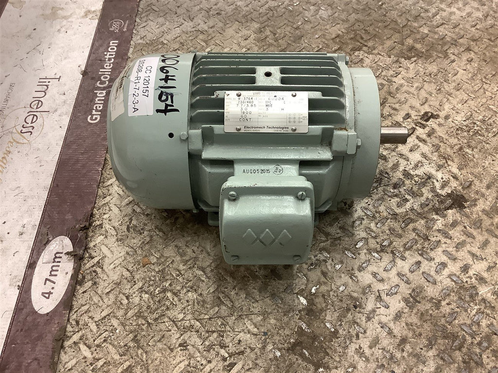 Electromech M-3764-I 3 Hp AC Motor 230/460 Volts 1800 Rpm 4P 145TC Frame