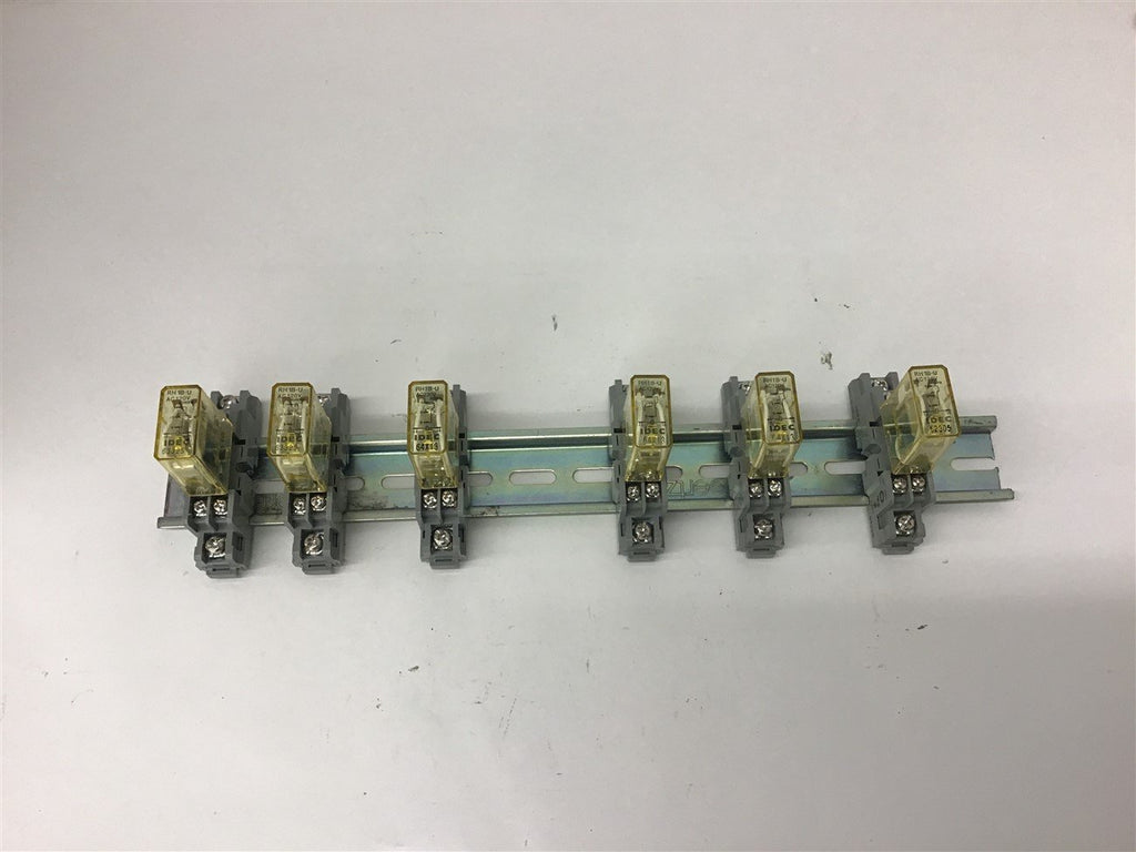 Idec RH1B-U 120 Volt Relay Mounted on Din Rail 1 Lot of 6