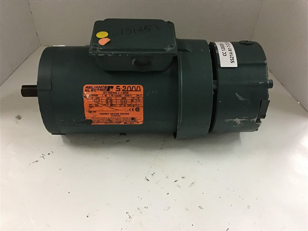 Reliance 2 HP AC Brake Motor 208-230/460-480 Volts 1800 Rpm 145TC w/ 313437 Brak