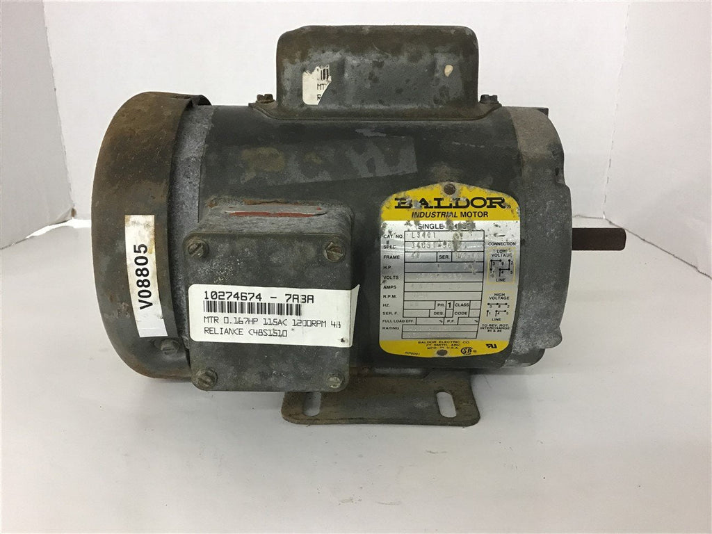 Baldor L3401 .17 HP AC Motor 115/208-230 volts 1200 Rpm 6P 48 Frame
