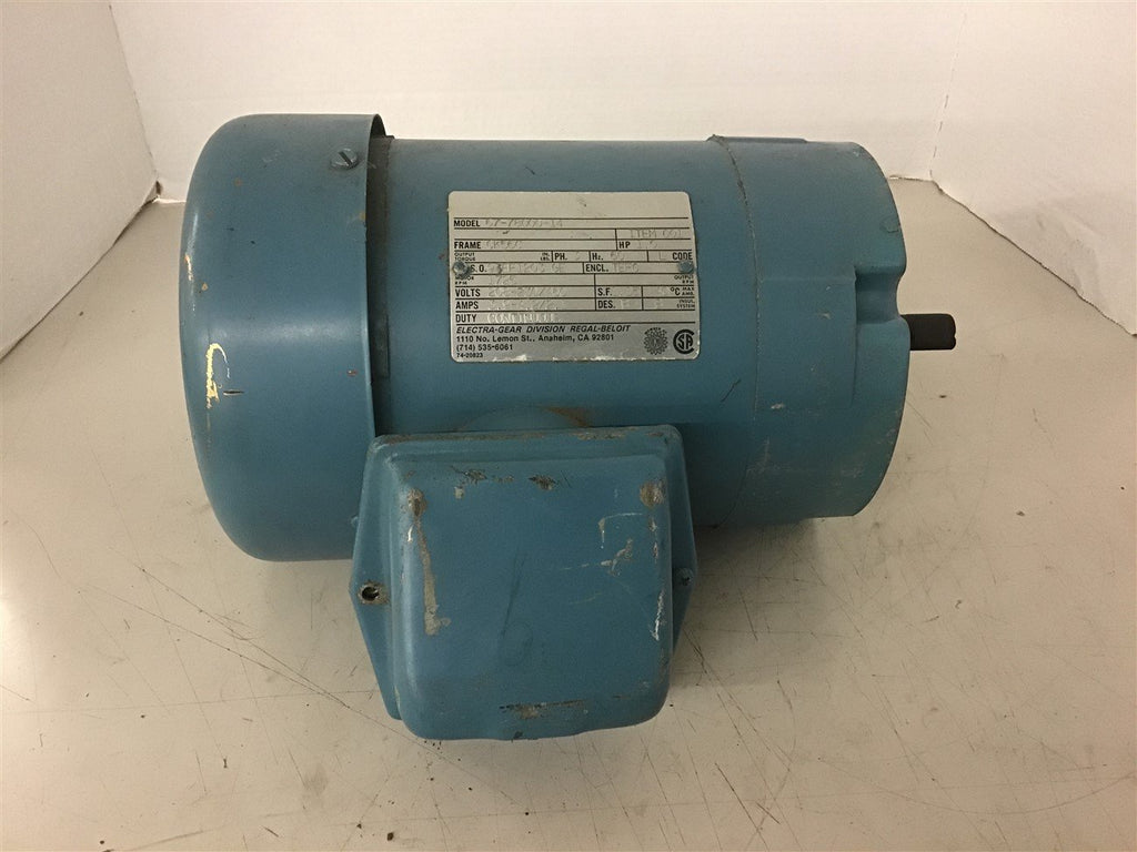 Electra 67-78000-14 1 HP AC Motor 208-230/460 volt 1800 rpm 4P 56C Frame