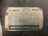 Teco 10 HP AC Motor 230/460 volt 1800 Rpm 4P 215T Frame