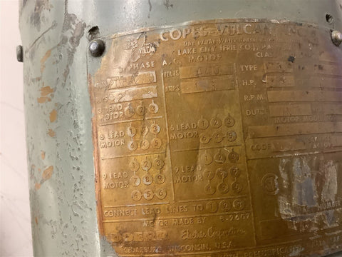 Doerr Copes-Vulcan 3/4 HP AC Motor 208-220/440 Volt 1800 Rpm 4P