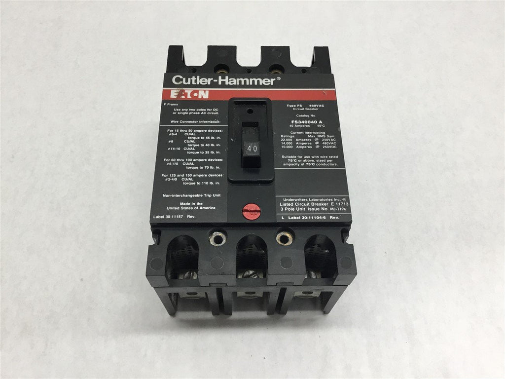 Eaton Circuit FS340040 A Breaker 40 Amp 480 Vac