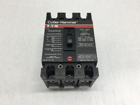 Eaton Circuit FS340040 A Breaker 40 Amp 480 Vac
