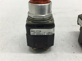 Allen-Bradley 800T-PT16 Pilot Light Lot of 2 Red and Amber