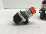 Allen-Bradley 800T-PT16 Pilot Light Lot of 2 Red and Amber