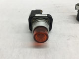 Allen-Bradley 800T-PT16 Pilot Light Lot of 2 Red and Amber