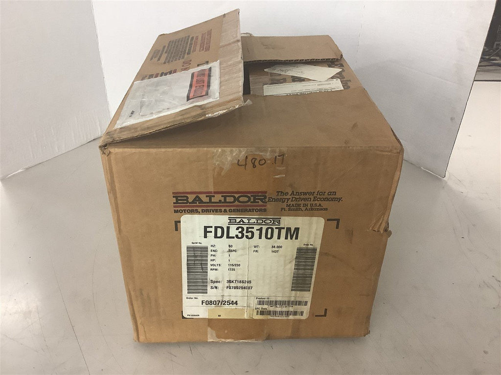 Baldor FDL3510TM 1 HP AC Motor 115/230 Volt 1800 Rpm 4P 143T Frame