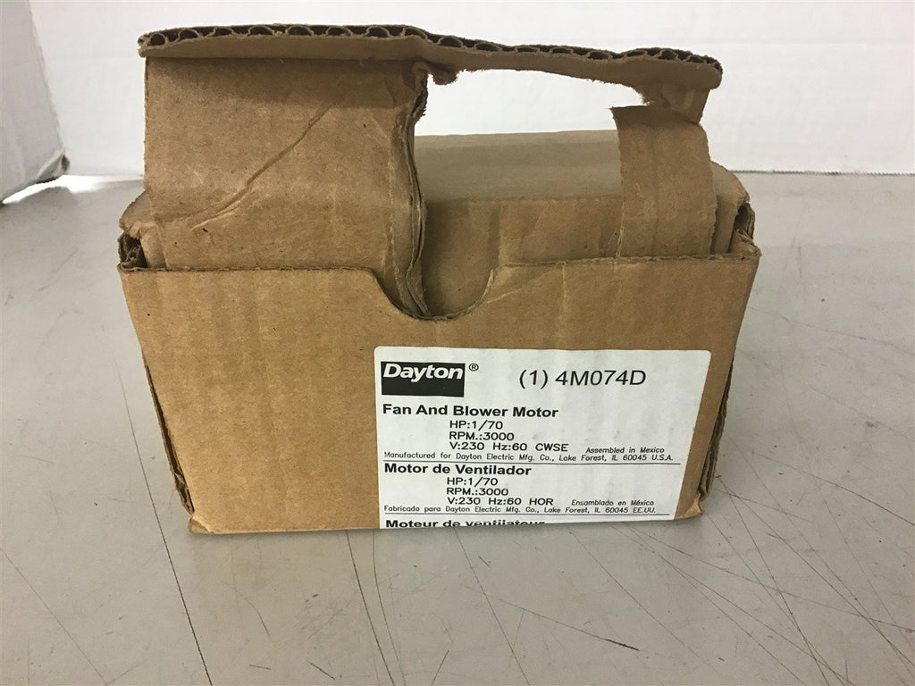 Dayton 4M074D 1/70 HP AC Motor 3000 Rpm 230 volts