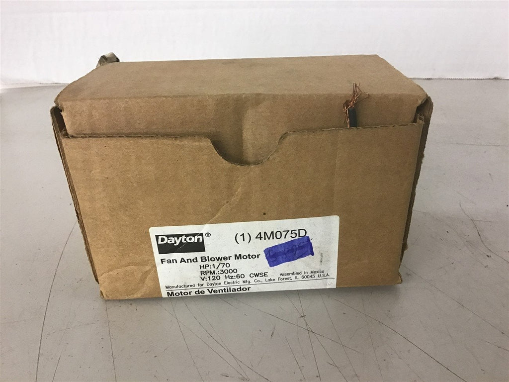Dayton 4M075D 1/70 HP AC Motor 3000 Rpm 120 Volt
