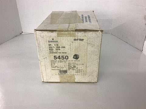 Emerson 5450 1/5 HP AC Motor 208-230 volts 1075 Rpm 1.3 Amps