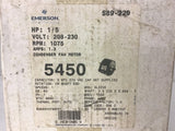 Emerson 5450 1/5 HP AC Motor 208-230 volts 1075 Rpm 1.3 Amps