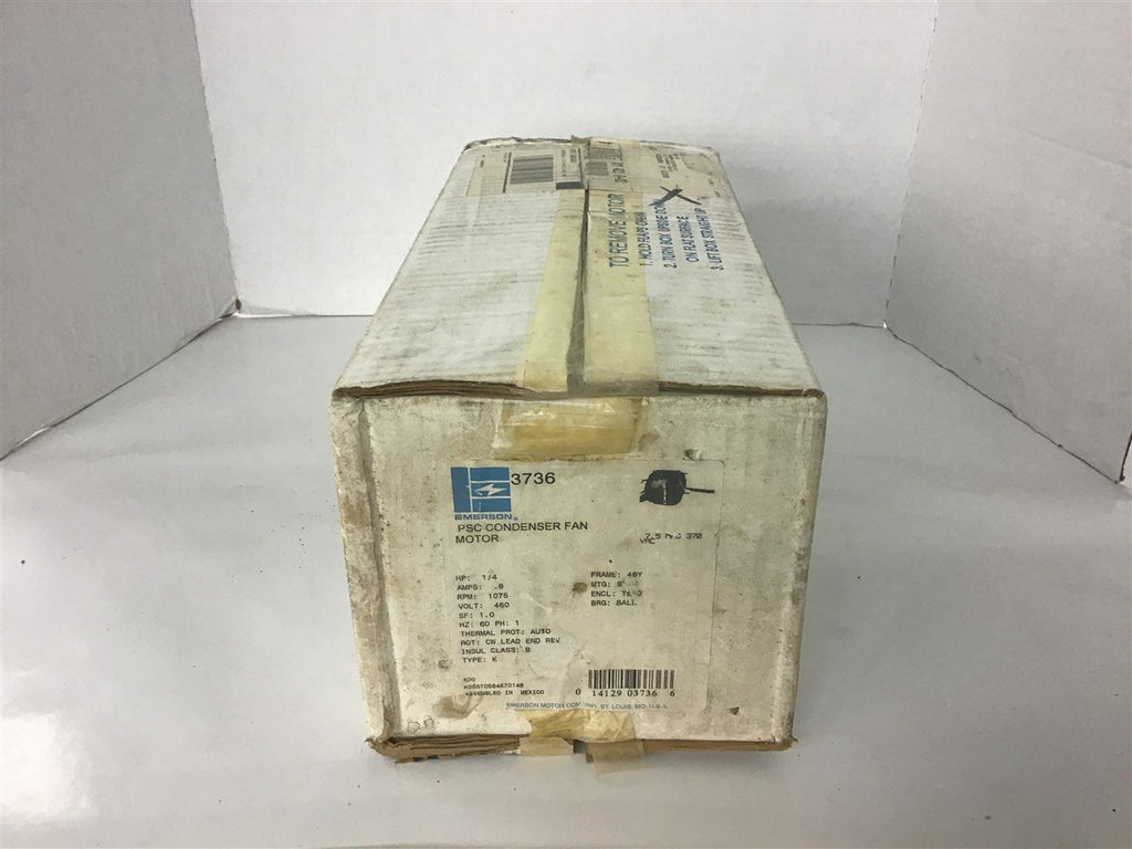 Emerson 3736 1/4 HP AC Motor 460 Volt 1075 Rpm single Phase 48Y