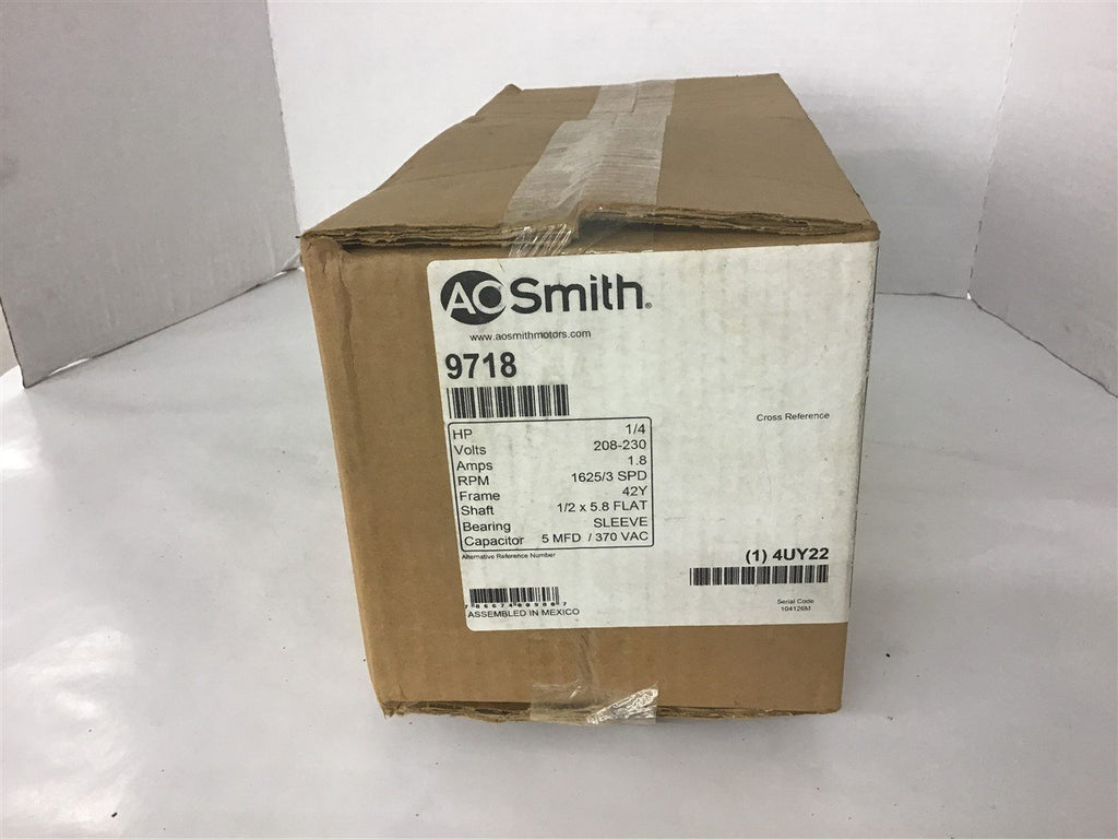 AO Smith 9718 1/4 HP AC Motor 208-230 volt 1625 Rpm 3 Speed 42Y Frame