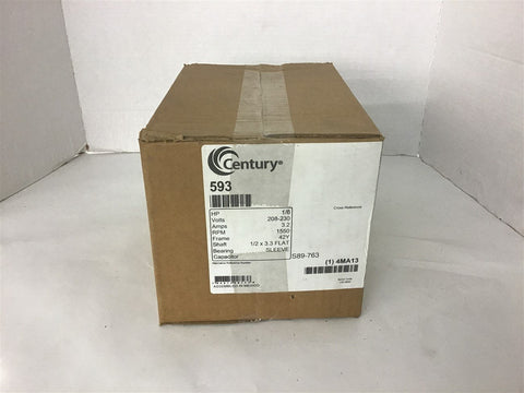 Century 593 1/6 HP AC Motor 208-230 Volt 1550 Rpm 42Y Frmae