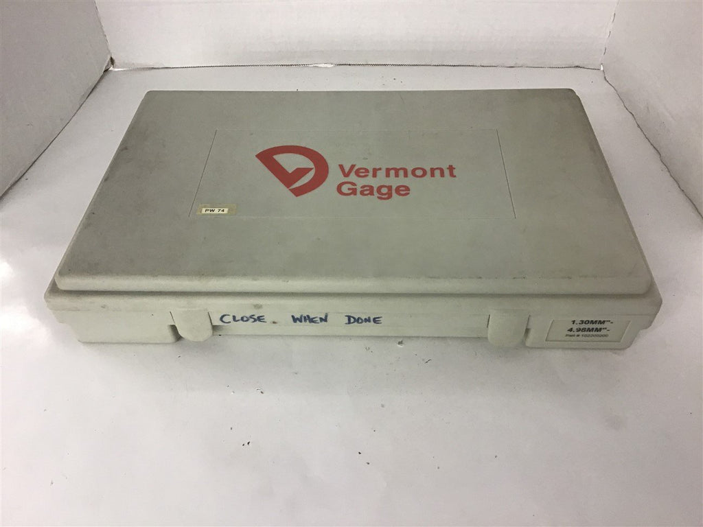 Vermont Gages 102200200 1.30MM-4.98MM Gage Set
