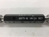 .6875-16 UN-2A Set Threaded Plug Gage FO PD .6455 NOGO PD .6407