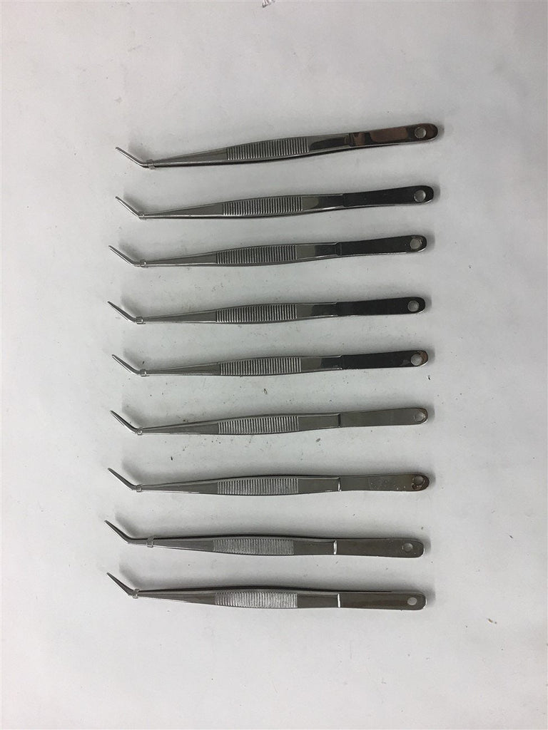 Universal 52403 SS Pattern Precision Grade Curved Tip Tweezer Lot of 9