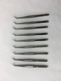 Universal 52403 SS Pattern Precision Grade Curved Tip Tweezer Lot of 9