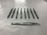 Universal 52403 SS Pattern Precision Grade Curved Tip Tweezer Lot of 9