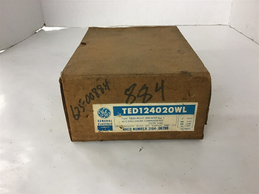 GE TED124020WL 20 Amp Circuit Breaker 2 Pole 480 VAc