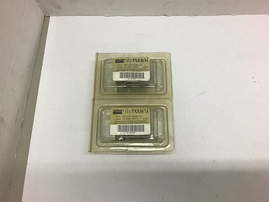 Dayton 5X836M Relay 15 Amp SPDT 240 Vac 50/60 HZ --Lot of 2