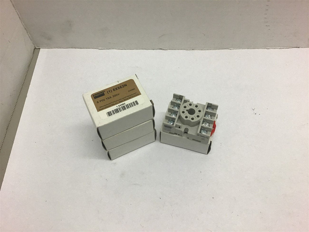 Dayton 5X852N 8 PIn 15 Amp 300 Volt Relay Socket--Lot of 4