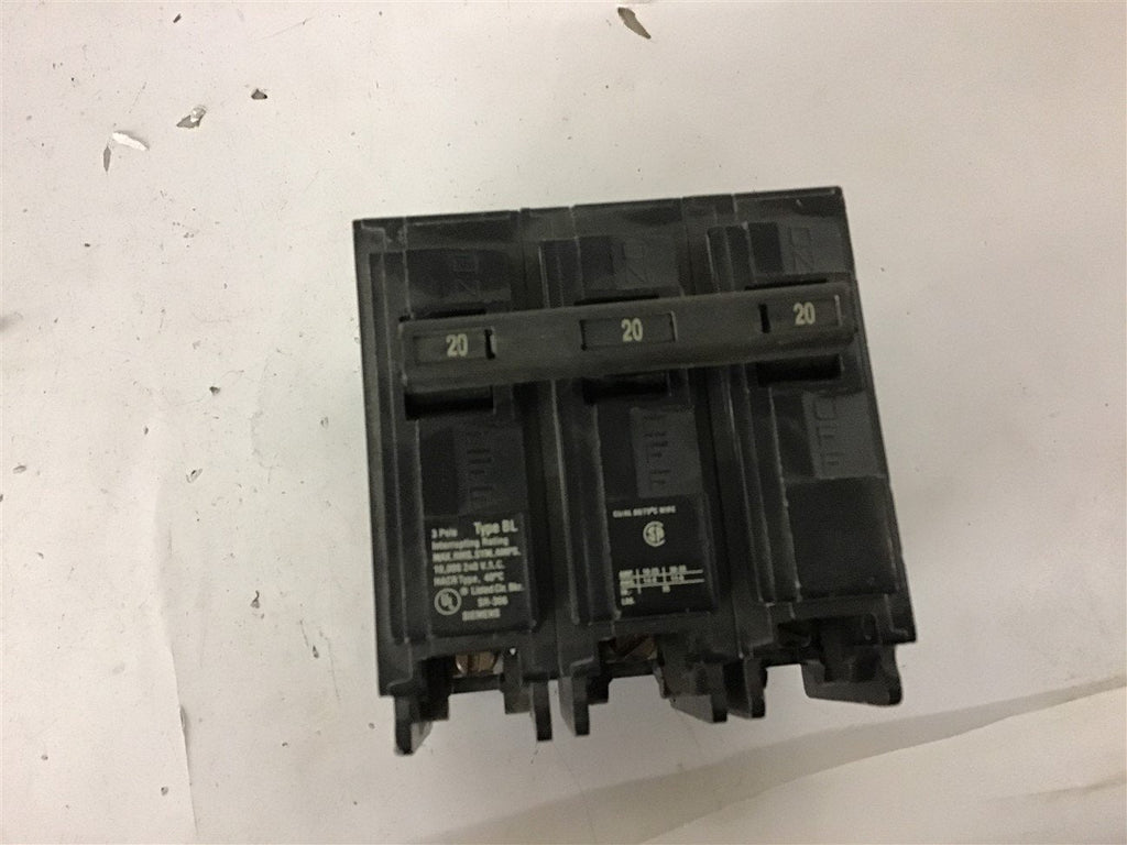 Siemens 20 Amp 3 Pole Circuit Breaker Type BL