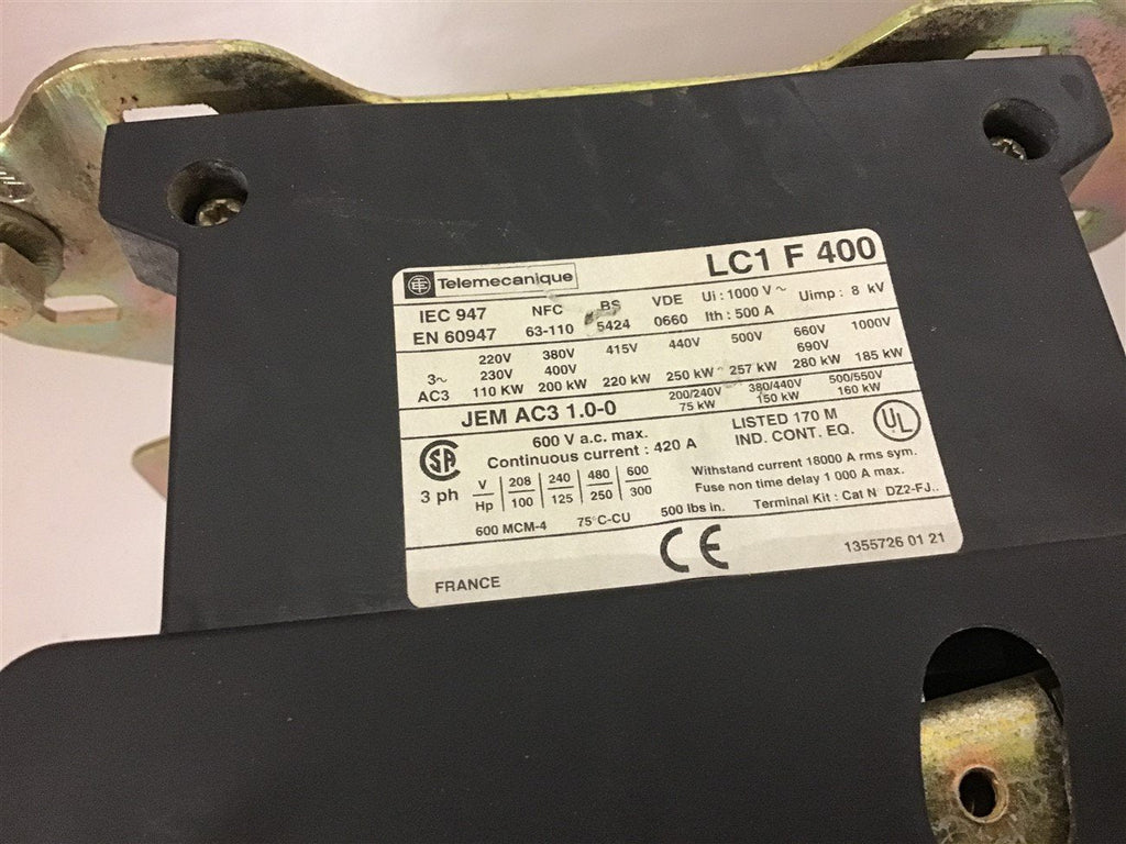 Telemmecanique LC1F400 600 VAC Contactor