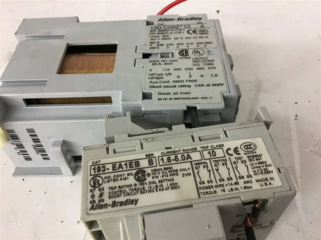 Allen Bradley 100-C09*10 Contactor 460 V @5 HP w/ 193-EA1EB Overload