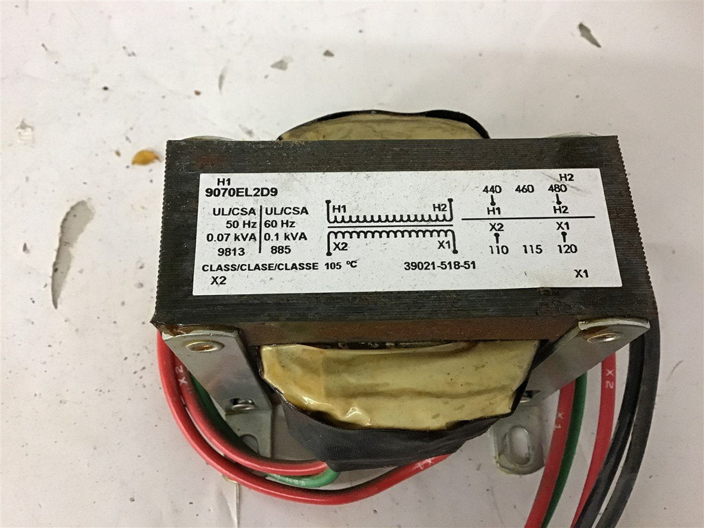 Square D 9070EL2D9 Transformer 0.41 KVA 440 460 480 Pri 110 115 120 Sec