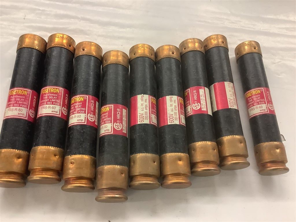 Fusetron FRS-R-60 Dual-Element 60 Amp 600 Volt Fuse--LOT OF 9