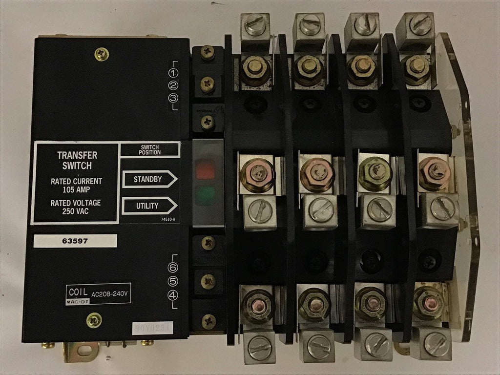 Transfer Switch 63597 250 Volts 105 Amps Double Throw