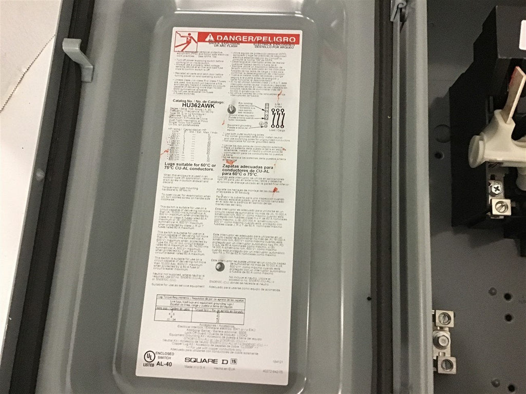 Square D HU362AWK 60 Amp 600 Volt Safety Switch