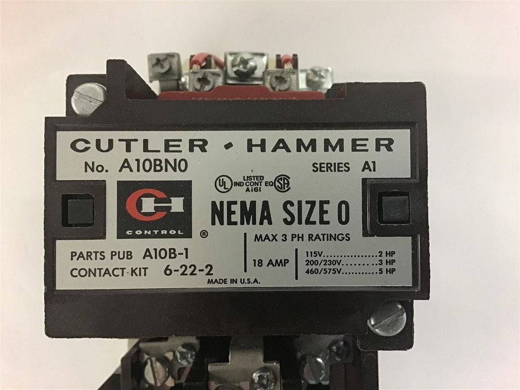 Cutler-Hammer A10BN0A Nema Size 0 Magnetic Starter 460 V @ 5HP