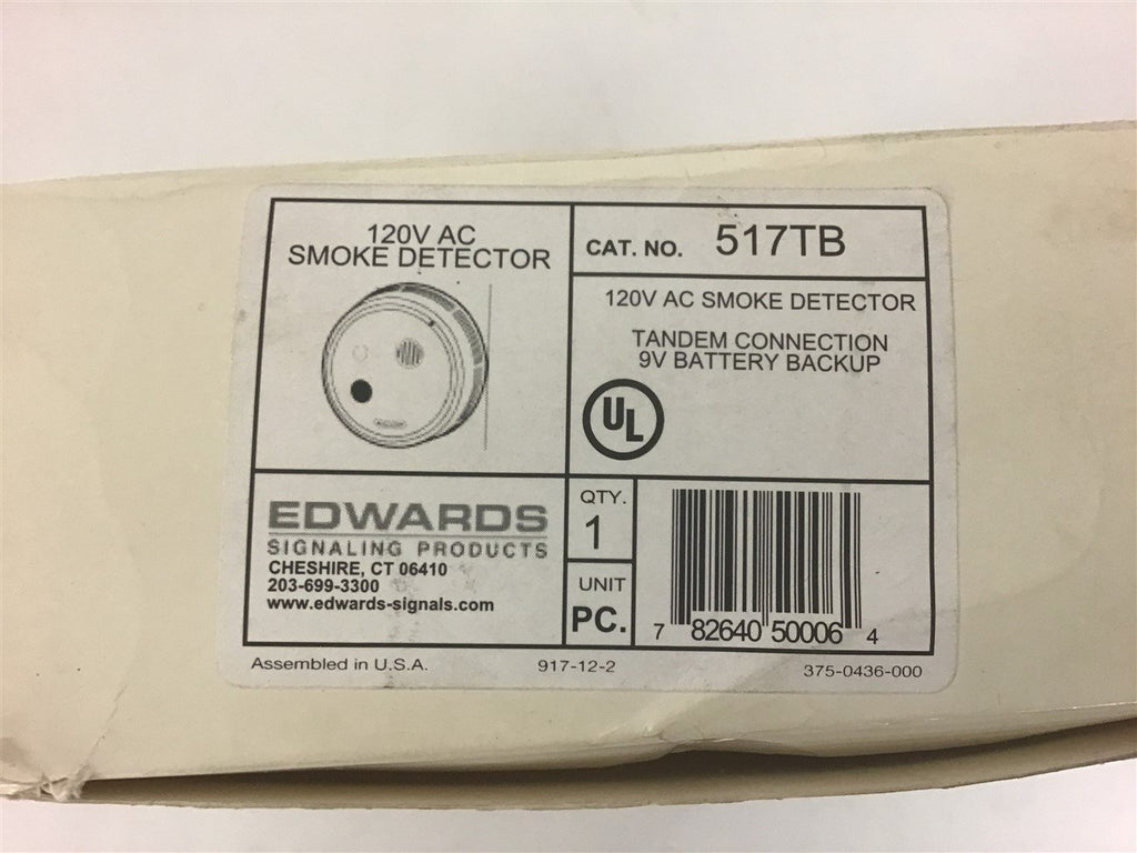 Edwards 517TB Smoke Detector 120 Vac