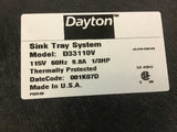 Dayton D33110V Sink Tray System 115 Volts 9.8 Amp 1/3 HP