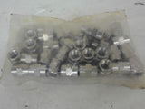 LOT OF 25, 3/8" THREADED TUBING COUPLINGS, 14MM HEX SHOULDERS, THREADS ID 0.338"