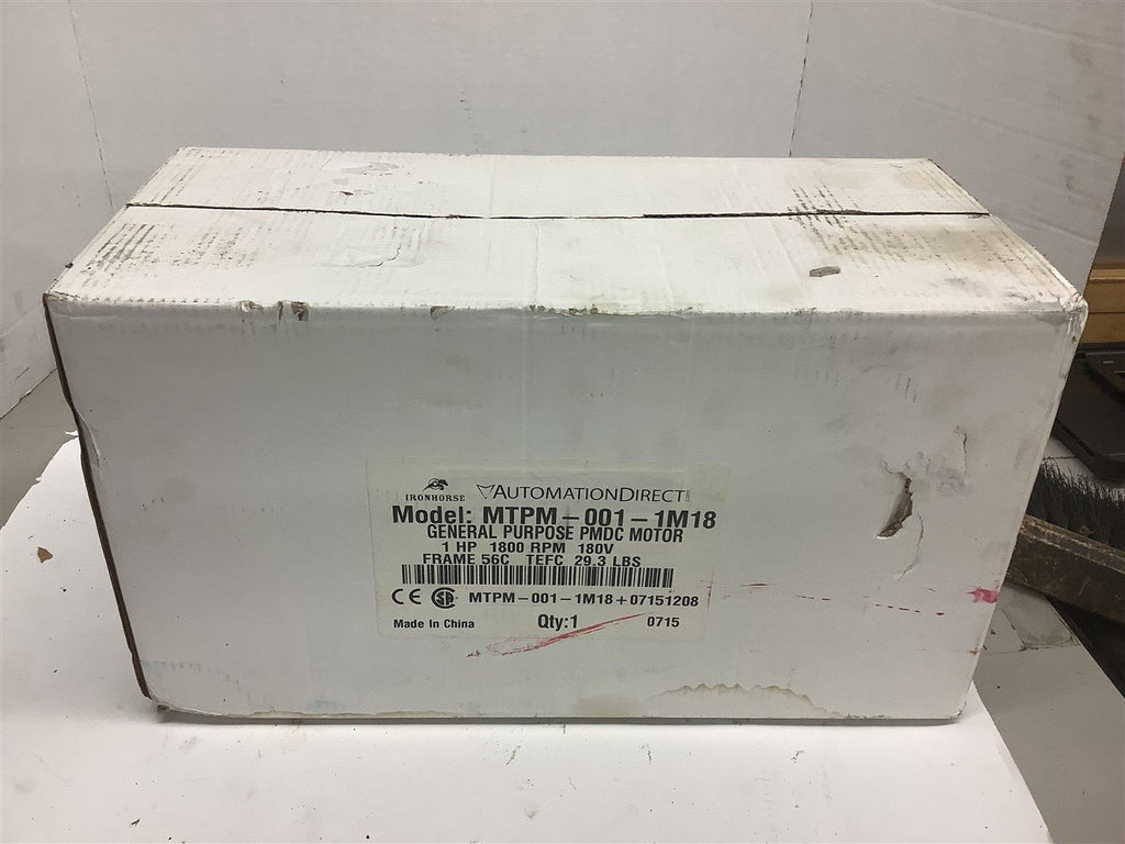 Ironhorse MTPM-001-1M18 1 HP PMDC Motor 180 Volt 1800 Rpm 56C Frame