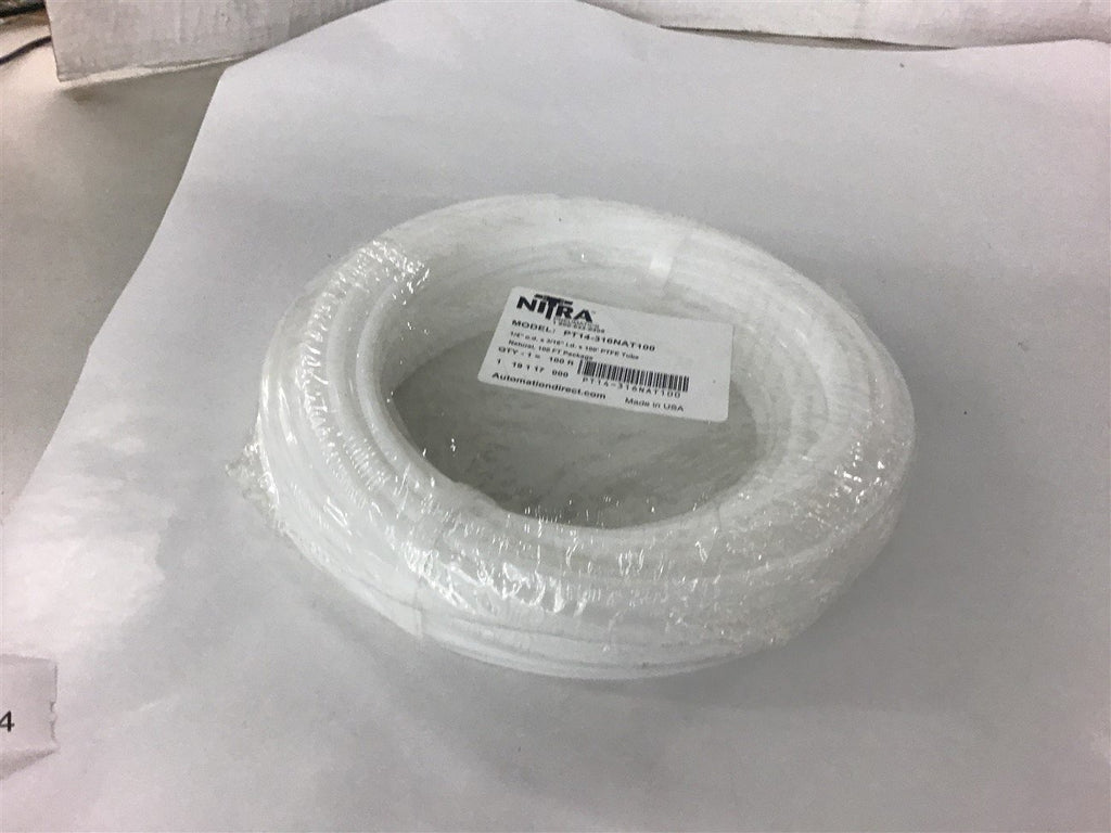 Nitra Pt14-316NAT100 Tubing 1/4" OD x 3/16" ID x100' PTFE