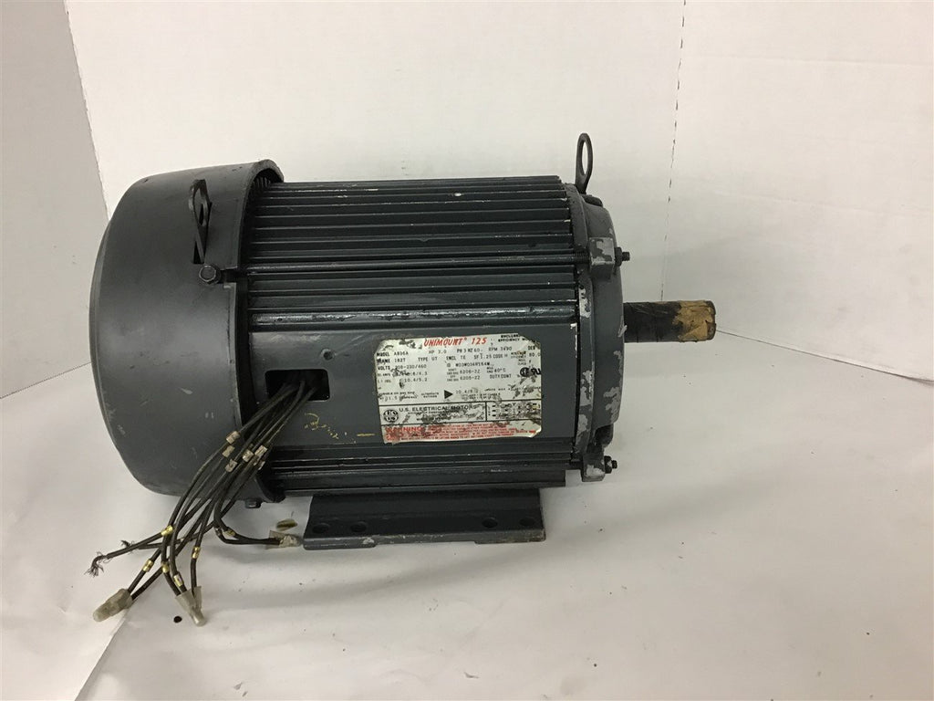 Unimount A896A 3 HP AC Motor 208-230/460 Volt 3600 Rpm 4P 182T Frame