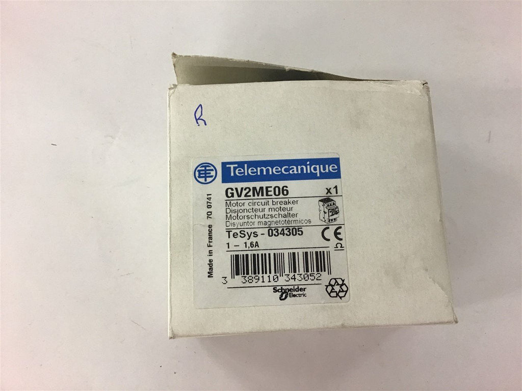 Telemecanique GV2ME06 Motor Circuit Breaker 1 - 1.6 Amp