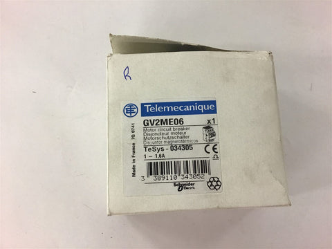 Telemecanique GV2ME06 Motor Circuit Breaker 1 - 1.6 Amp