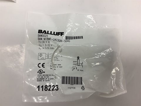 Balluff BAW0025 M18ME-UAC50B-S04G Sensor 15-30 VDC