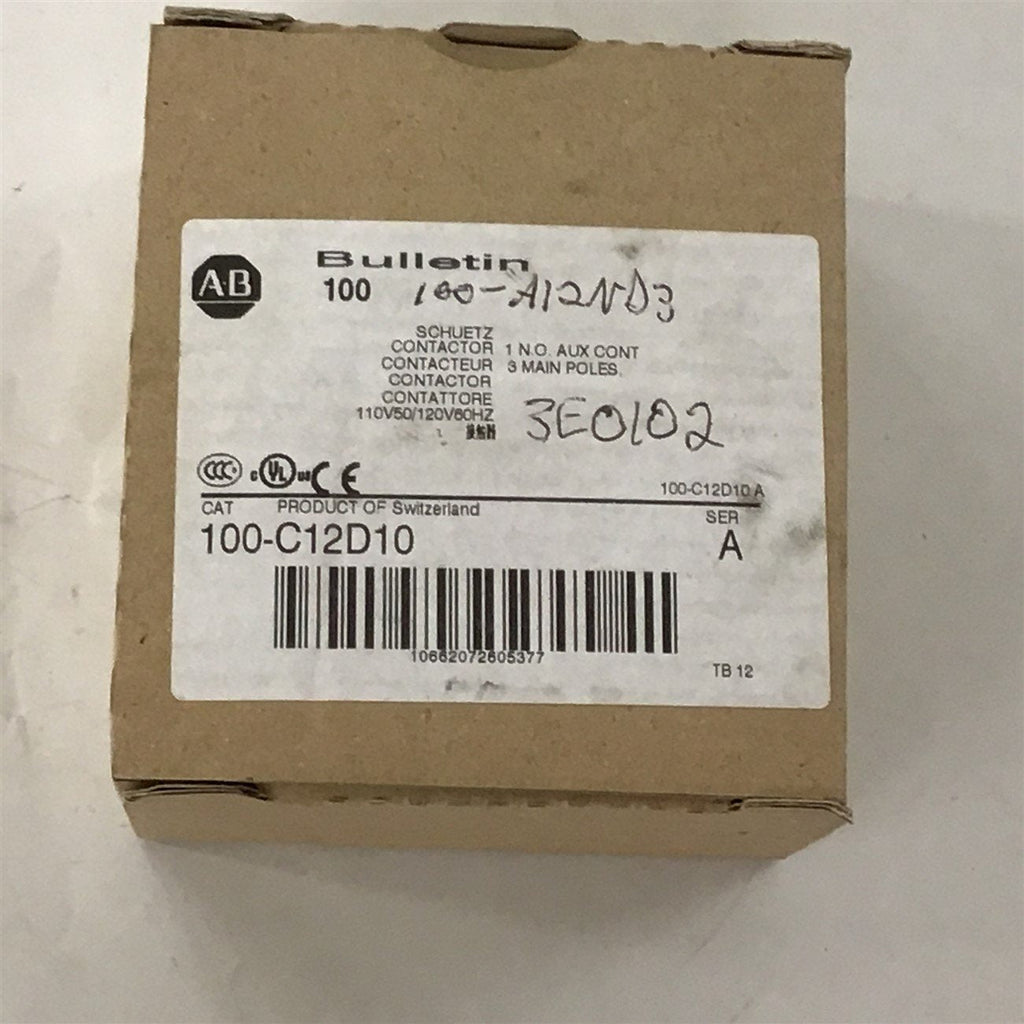 Allen-Bradley 100-C12D10 Contactor 7 1/2 HP 460 Volt 120 Volt Coil