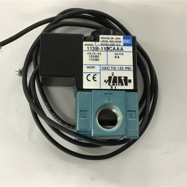 3 Way 100 Series In-Line Solenoid Valve | Mac Valves | 113B-114JA 3 Way 100 Series In-Line Solenoid Valve | Mac Valves | 113B-114JA