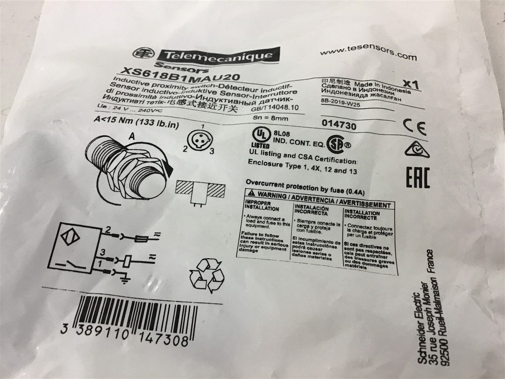 Telemecanique XS618B1MAU20 Inductive Proximity Switch