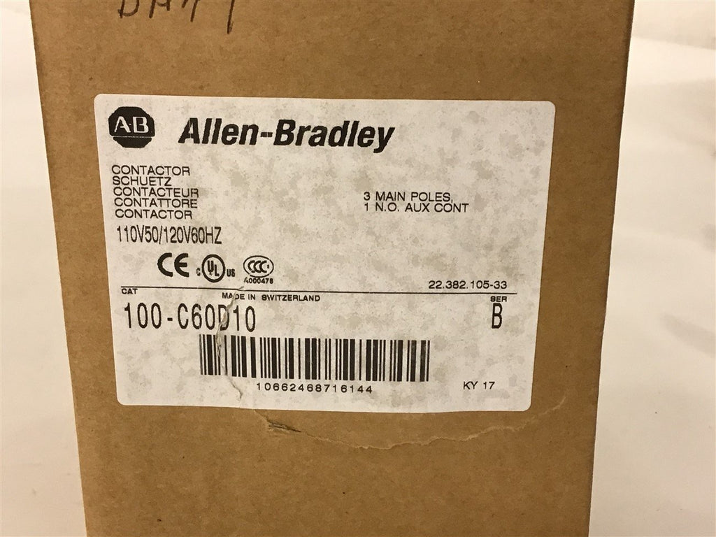 Allen-Bradley 100-C60D10 3 Pole Contactor 120 Volt Coil
