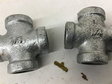40I cross 1/4" Galvanized Steel Pipe Female Cross lot of 2